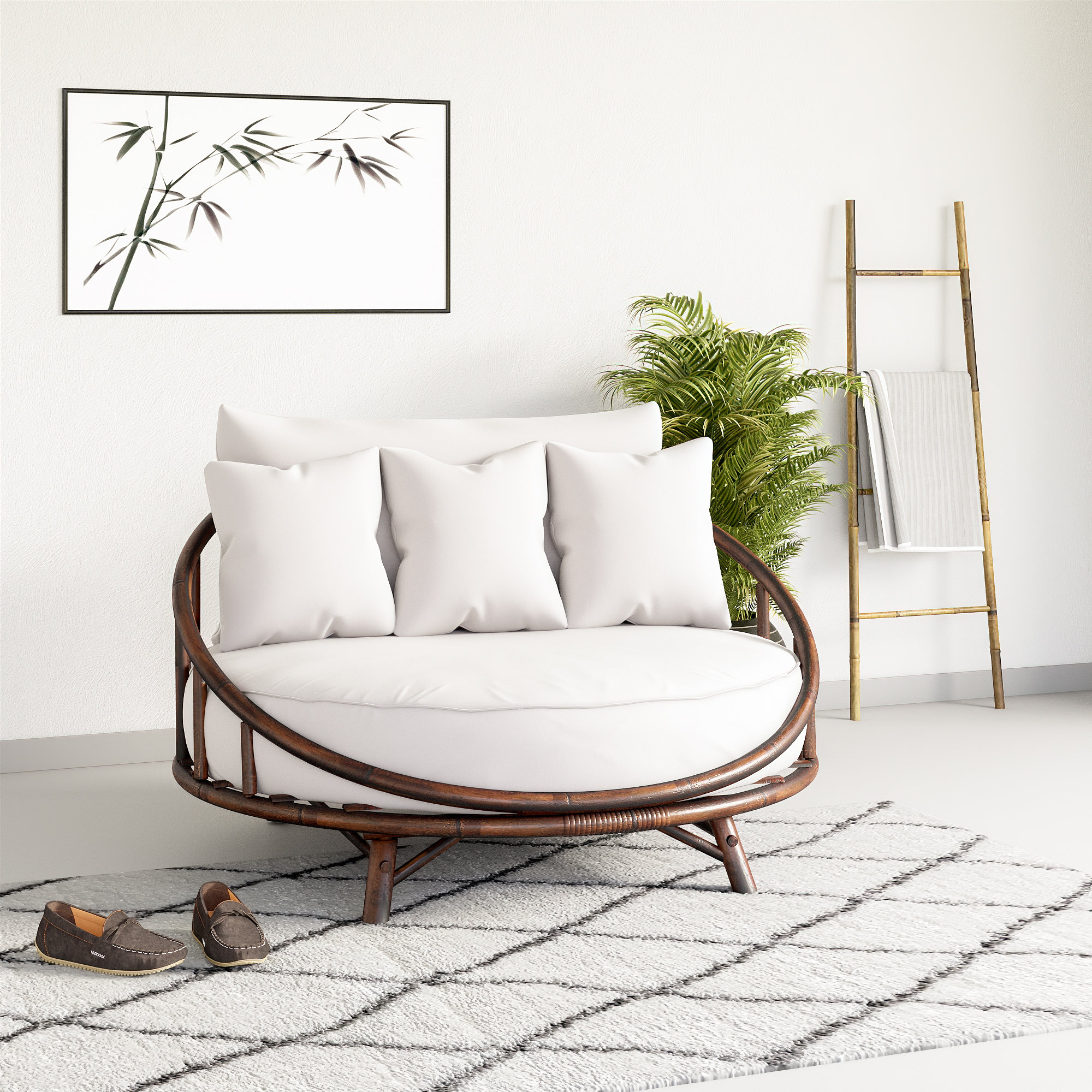 Olu Patio Daybed with Cushions Color Espresso